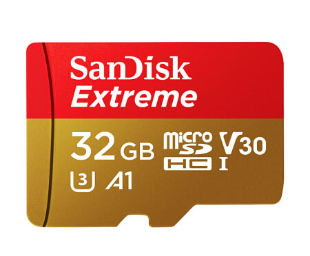Carte mémoire SanDisk  TF (MicroSD) U3 C10 A2 V30 4K  Vitesse d'écriture 90Mo/s 32G 64G 128G 256G 400G 512G