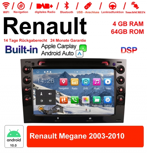 7 pouces Android 10.0 Autoradio / Multimédia 4Go de RAM 64Go de RAM pour RENAULT MEGANE 2003-2010 Carplay / Android Auto intégré