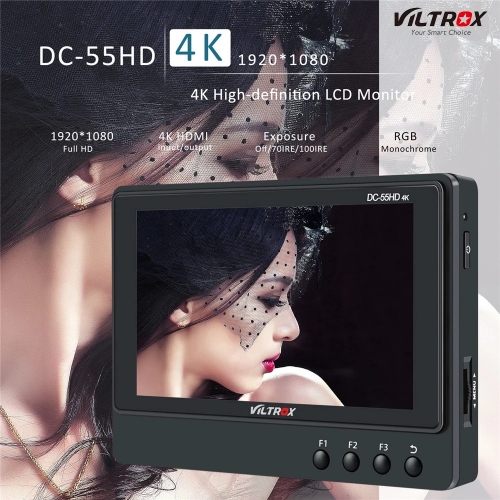 VILTROX DC-55HD Moniteur de champ de caméra 5,5pouces Écran LCD Full HD 1920 x 1200 Prise en charge du signal HDMI 4K