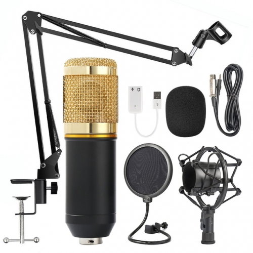 BM800 Kit de microphone Micro à condensateur d&#39;ordinateur avec bras Carte son Filtre anti-pop Coupe-vent