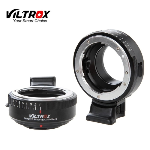 Viltrox NF-M4 / 3 Adaptateur de monture d'objectif à mise au point manuelle avec cadran d'ouverture pour objectif Nikon vers appareil photo M4 / 3 GH5