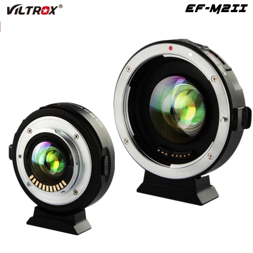VILTROX EF-M2II adaptateur d'objectif autofocus 0.71x adaptateur booster réducteur focal pour objectifs à monture Canon EF sur les caméras M43