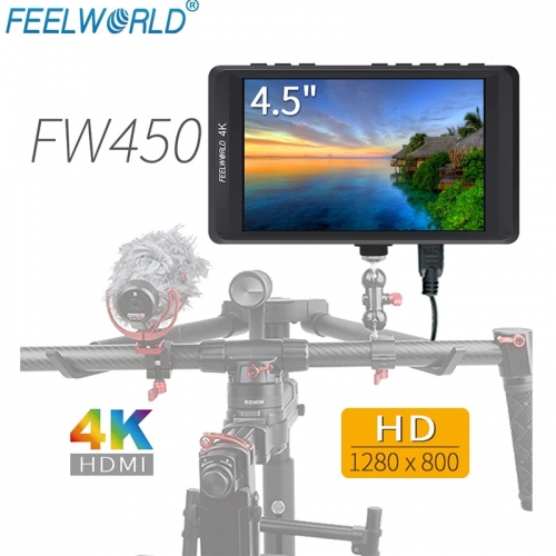 Feelworld FW450 4.5 "IPS 4K HDMI Camera Field Monitor 1280x800 HD Moniteur LCD Portable pour DSLR