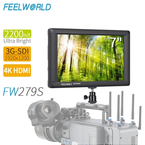 FEELWORLD FW279S 7 pouces 2200nit lumière du jour visible 3G-SDI Mini HDMI sur caméra DSLR moniteur de terrain 4K HDMI 1920X1200 pour extérieur