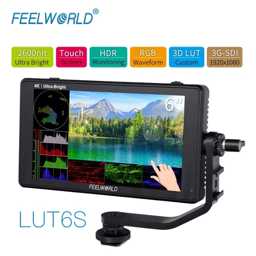FEELWORLD LUT6S 6 pouces 2600nits 3D LUT écran tactile sur le champ de la caméra DSLR moniteur avec forme d'onde HDR