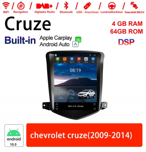 9.7 pouces Android 10.0 Autoradio / Multimedia 4 Go de RAM 64 Go de ROM pour Chevrolet cruze 2009-2014 Built-in Carplay
