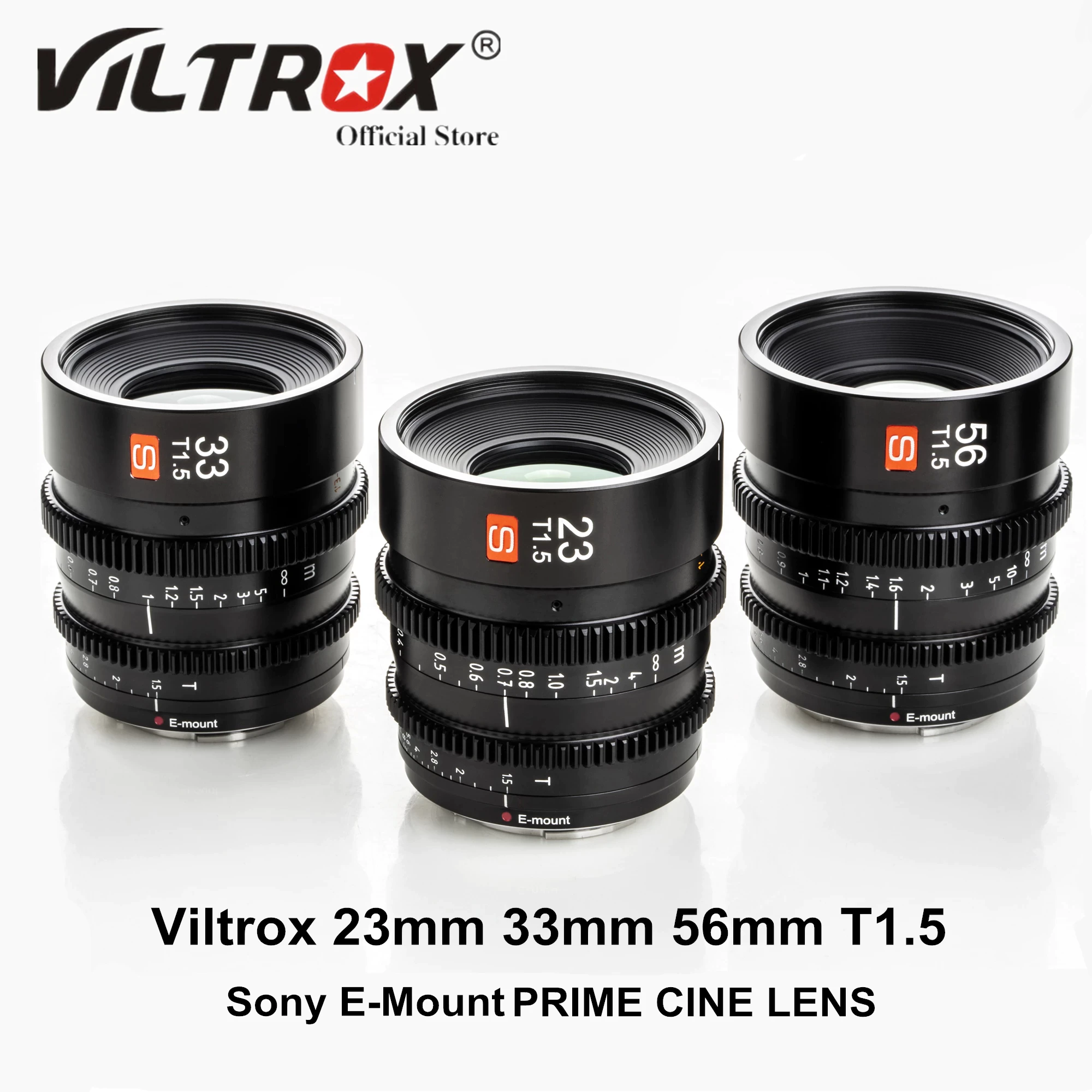 Viltrox 23mm 33mm 56mm T1.5 Objectif cinéma grande ouverture mise au point manuelle Prime Mini objectif cinéma faible distorsion tournage Vlogger pour