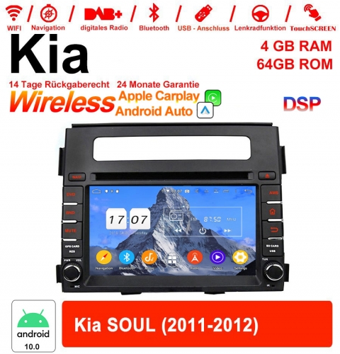 6,2 pouces Android 10.0 autoradio / multimédia 4 Go de RAM 64 Go ROM pour Kia SOUL 2011-2012 avec WiFi NAVI Bluetooth USB