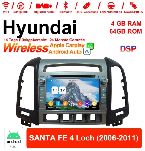 7 pouces Android 10.0 autoradio / multimédia 4 Go de RAM 64 Go ROM pour Hyundai SANTA FE 4 trous 2006-2011 avec WiFi NAVI Bluetooth USB