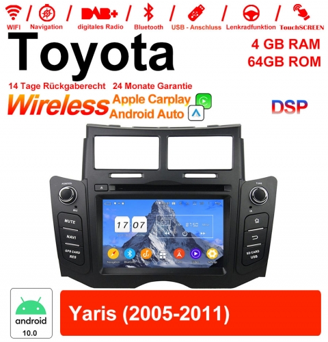 6,2 '' Android 10.0 Octa core 4 Go de RAM 64 Go Flash autoradio / multimédia pour Toyota Yaris 2005-2011 avec WiFi NAVI Bluetooth USB