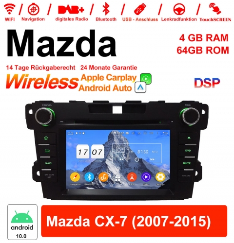 7 pouces Android 10.0 Autoradio / multimédia 4 Go de RAM 64 Go de ROM pour Mazda CX-7 2007-2015 avec WiFi NAVI Bluetooth USB