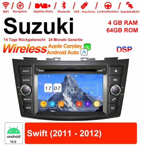 7 pouces Android 10.0 autoradio / multimédia 4GB RAM 64GB ROM pour Suzuki Swift 2011 2012 avec WiFi NAVI Bluetooth USB Carplay / Android Auto intégré