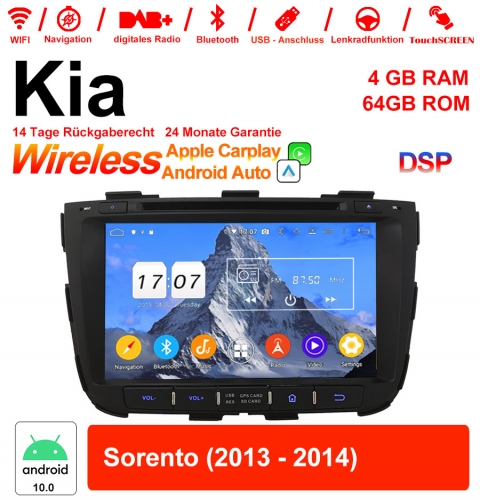 8 pouces Android 10.0 Autoradio / multimédia 4 Go de RAM 64 Go de ROM pour Kia Sorento 2013 2014 avec WiFi NAVI Bluetooth USB