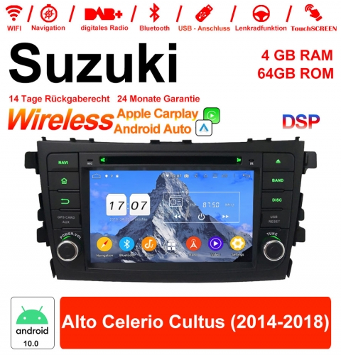 7 pouces Android 10.0 autoradio / multimédia 4Go de RAM 64Go de ROM pour Suzuki Alto Celerio Cultus 2014-2018 avec WiFi NAVI Bluetooth USB