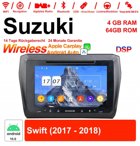 8 pouces Android 10.0 Autoradio / multimédia 4Go de RAM 64Go de ROM pour Suzuki Swift 2017 2018 avec WiFi NAVI Bluetooth USB