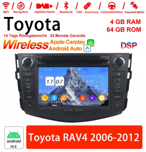 7 pouces Android 10.0 Autoradio /multimédia 4 go de RAM 64 go ROM pour Toyota RAV4 2006-2012 intégré Carplay/Android Auto