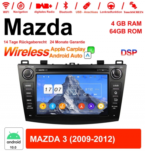 8 pouces Android 10.0 Autoradio / multimédia 4 Go de RAM 64 Go de ROM pour Mazda 3 2009-2013 avec WiFi NAVI Bluetooth USB