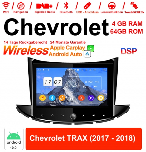 8 pouces Android 10.0 Autoradio / multimédia 4Go de RAM 64Go de ROM pour Chevrolet TRAX 2017 2018 avec WiFi NAVI Bluetooth USB