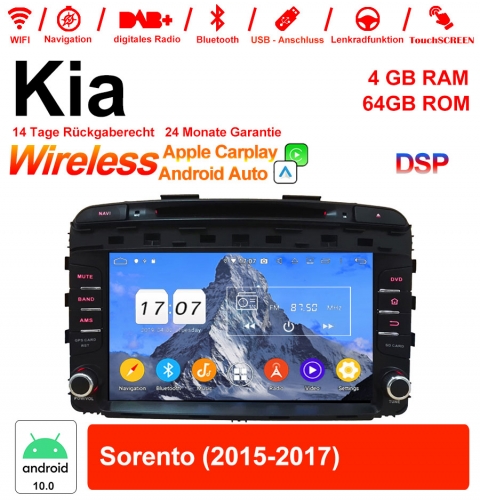 9 pouces Android 10.0 Autoradio / multimédia 4Go de RAM 64Go de ROM pour Kia Sorento 2015-2017 avec WiFi NAVI Bluetooth USB