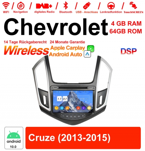 8 pouces Android 10.0 Autoradio / multimédia 4Go de RAM 64Go de ROM pour Chevrolet Cruze 2013 2014 2015 avec WiFi NAVI Bluetooth USB