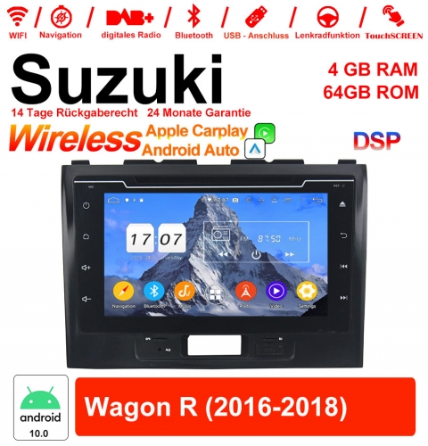 8 pouces Android 10.0 Autoradio / multimédia 4 Go de RAM 64 Go de ROM pour Suzuki Wagon R 2016-2018 avec WiFi NAVI Bluetooth USB