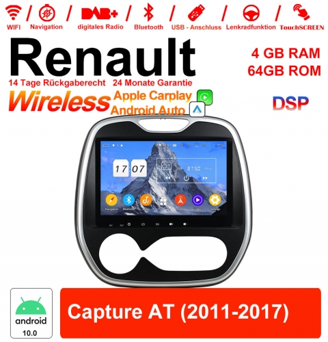 9 pouces Android 10.0 Autoradio / Multimédia 4 Go de RAM 64 Go ROM pour Renault Capture AT 2011-2017 avec WiFi NAVI Bluetooth USB