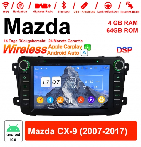 8 pouces Android 10.0 Autoradio / multimédia 4 Go de RAM 64 Go de ROM pour Mazda CX-9 2007-2017 avec WiFi NAVI Bluetooth USB