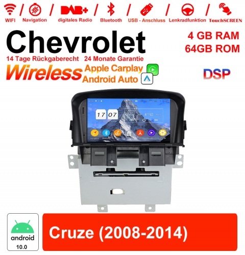 7 pouces Android 10.0 autoradio / multimédia 4 Go de RAM 64 Go de ROM pour Chevrolet Cruze 2008-2014 avec WiFi NAVI Bluetooth USB