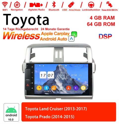 10 pouces Android 10.0 Autoradio / Multimédia 4Go de RAM 64Go de ROM pour Toyota Land Cruiser /Prado/Carplay intégré /Android Auto