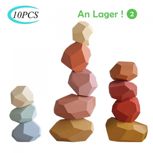 Jouet éducatif de bloc de construction en pierre colorée en bois d'enfants