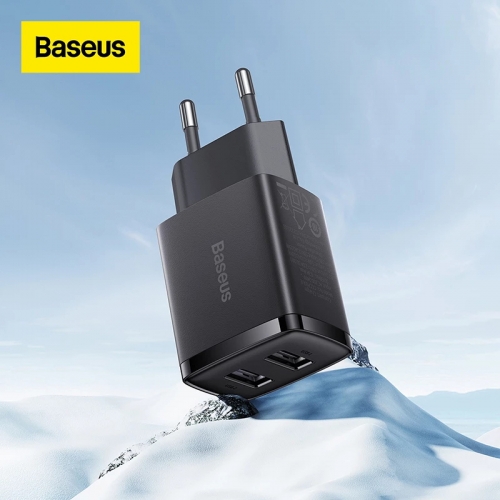 Baseus 10.5W Dual Port USB Mini chargeur de voyage portable pour iPhone Huawei Xiaomi