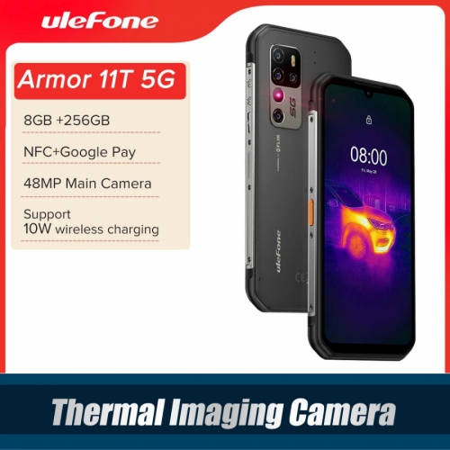 Ulefone Armor 11T 6.1 ''Android 11 5G 8 Go de RAM 256 Go de ROM Caméra d'imagerie thermique pour téléphone robuste