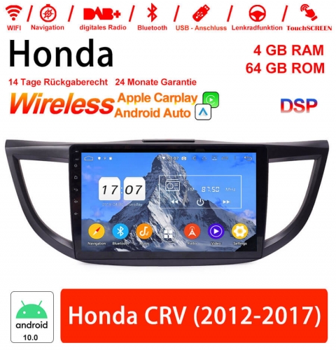 10 pouces Android 10.0 Autoradio/multimédia 4Go de RAM 64Go de ROM pour Honda CRV 2012-2017 CarPlay / Android Auto intégré