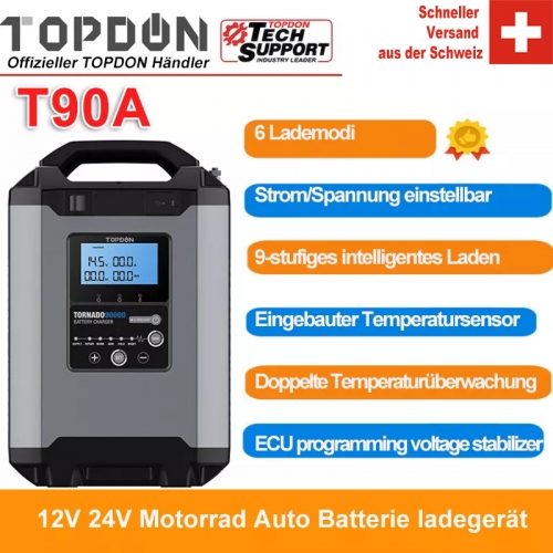 Topdon Tonardo90000 T90A 12V 24V Chargeur de batterie au plomb pour voiture