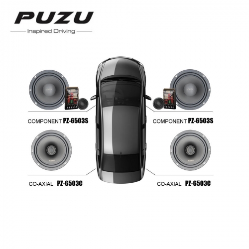 PUZU PZ-6503S Haut-parleur audio de voiture à 2 voies + PZ-6503C Haut-parleur audio de voiture coaxial à 2 voies pour toutes les voitures