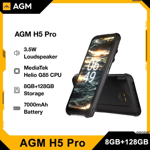 AGM H5 Pro 6.5 " MTK G85 Global 8GB+128GB Smartphone robuste Appareil photo 48MP Version nuit Téléphone étanche