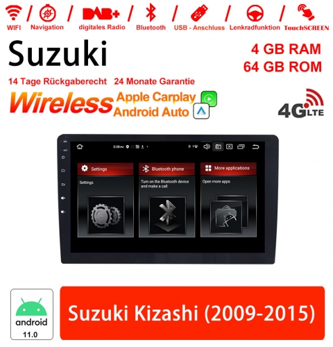 9 pouces Android 11.0 4G LTE Autoradio / Multimédia 4Go RAM 64Go ROM pour Suzuki Kizashi (2009-2015) Intégré CarPlay /Android Auto