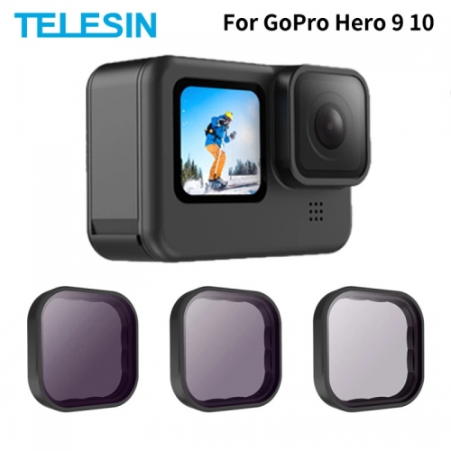 TELESIN ND8 ND16 ND32 ensemble de filtres d'objectif cadre en alliage d'aluminium pour GoPro Hero 9 10 caméra d'action ND accessoire d'objectif