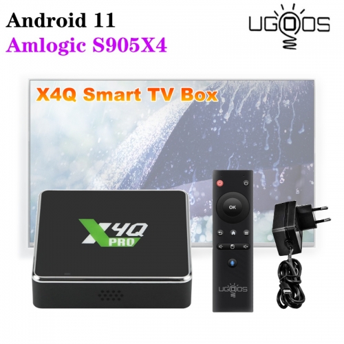 Ugoos X4Q Pro Smart TV Box Android 11 X4Q Pro 4GB 32GB X4Q Plus 4GB 64GB Amlogic S905X4 2.4G 5G WiFi BT 5.1 1000M 4K TV Box Set