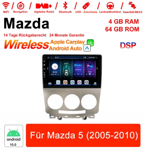 9 pouces Android 10.0 Autoradio / Multimedia 4 Go de RAM 64 Go de ROM pour Mazda 5 2005-2010 Built-in carplay/android auto