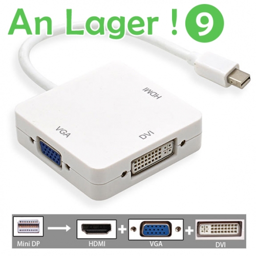 Adaptateur de câble pour port d'affichage Mini DP 3 en 1 vers HDMI / DVI / VGA